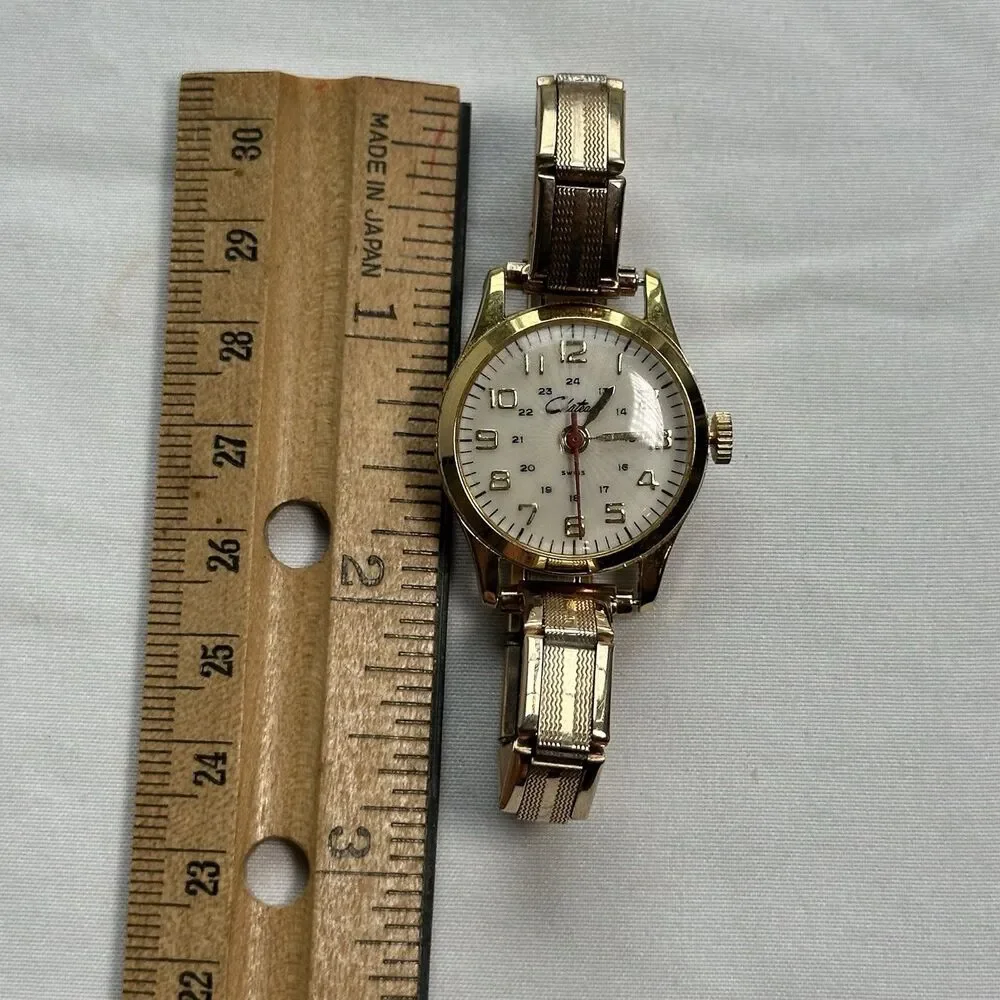 Vintage Chateau Swiss Manual Wind Wristwatch Gold Tone Works 28mm
